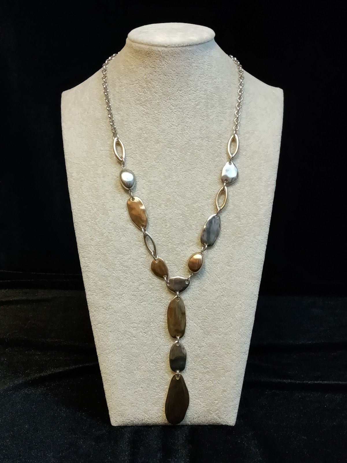 Chico’s Beautiful Gold And Silver Tone Long Statement Necklace