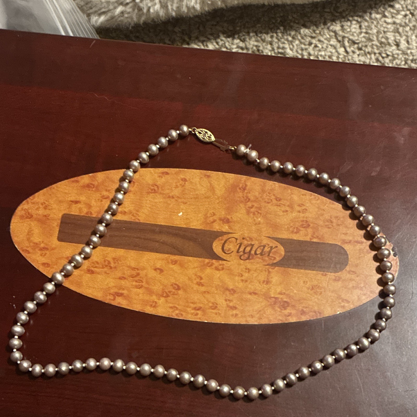 Grey pearl necklace with 10k gold clasp