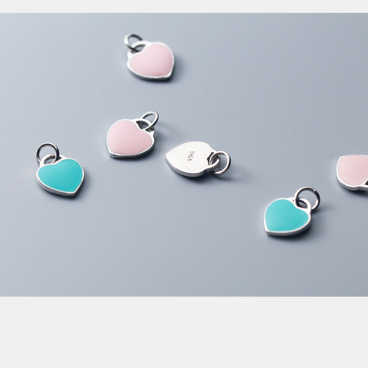 1Pc Sterling Silver Enamel Pink Blue Love Heart Charm Bracelet Anchor Pendant