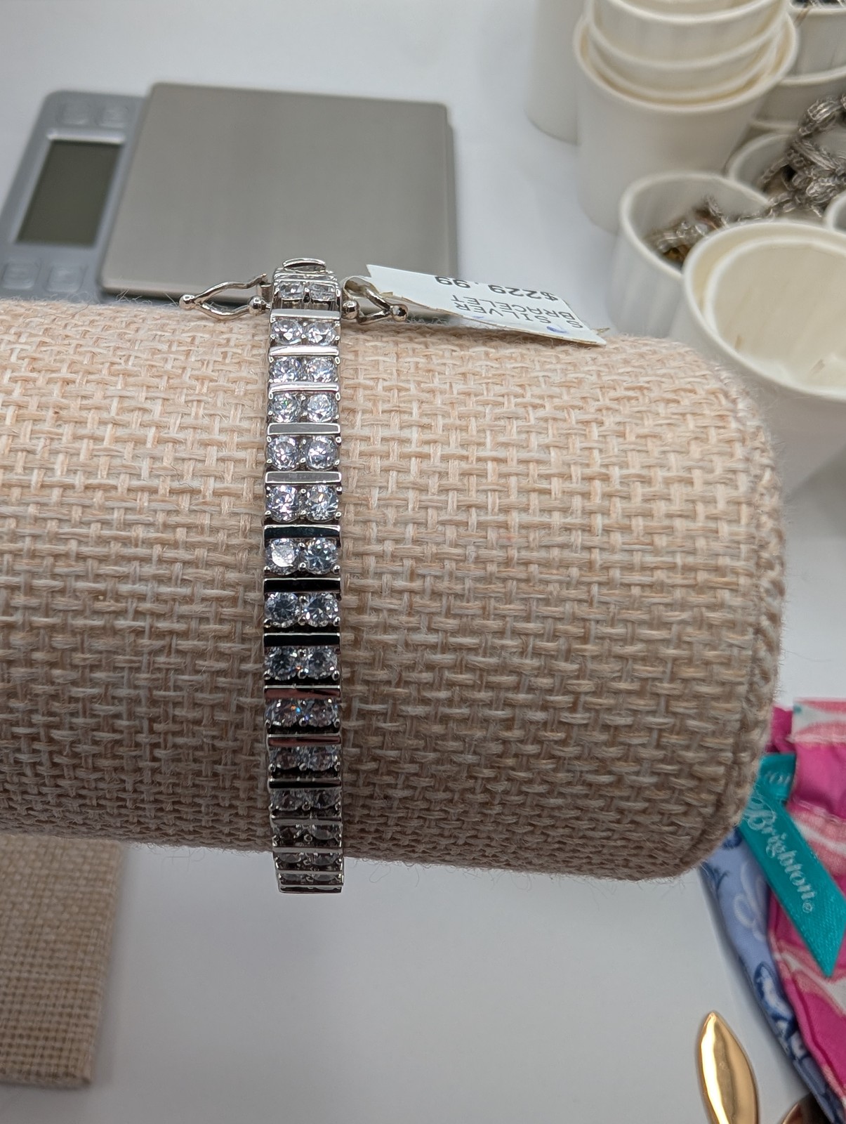 Sterling 925 Tennis Bracelet Round Clear CZ Stones 7 Inch Box Clasp msrp $229