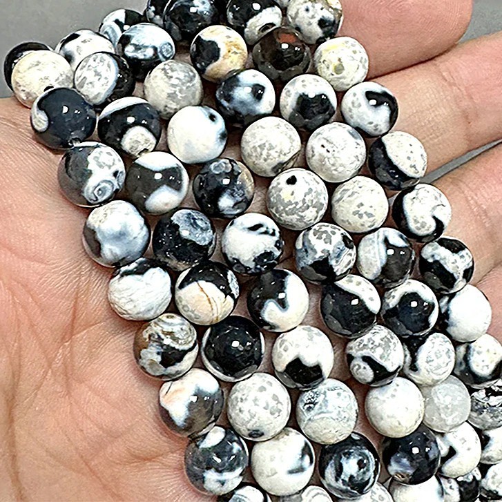 Natural Orca Agate Unisex Bracelet 8mm Beads Healing Anxiety Relief Protection