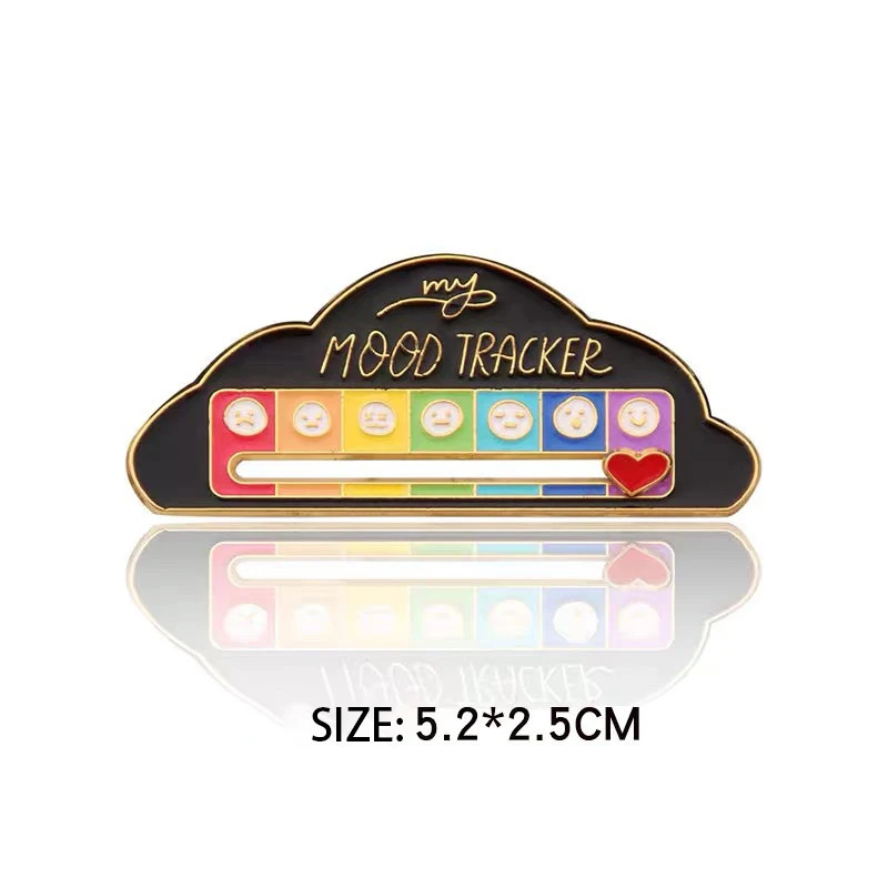 Funny Social Battery Slider Pin – 7-Mood Expression Badge, Cute Interactive Pin