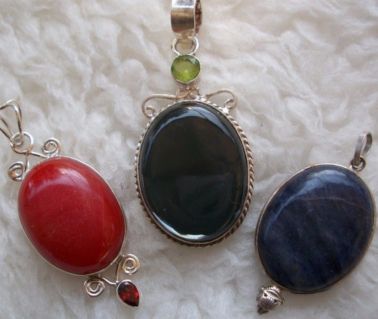 Stone Pendants Lot of 3 Unique Assorted Color Necklace Chains Included New Gifts