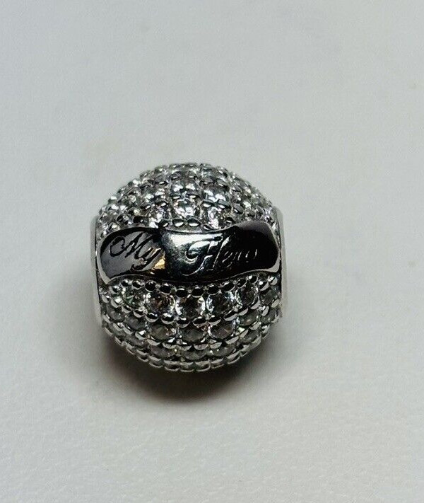 Gnoce Sterling 925 Silver My Dad My Hero CZ Bead Charm