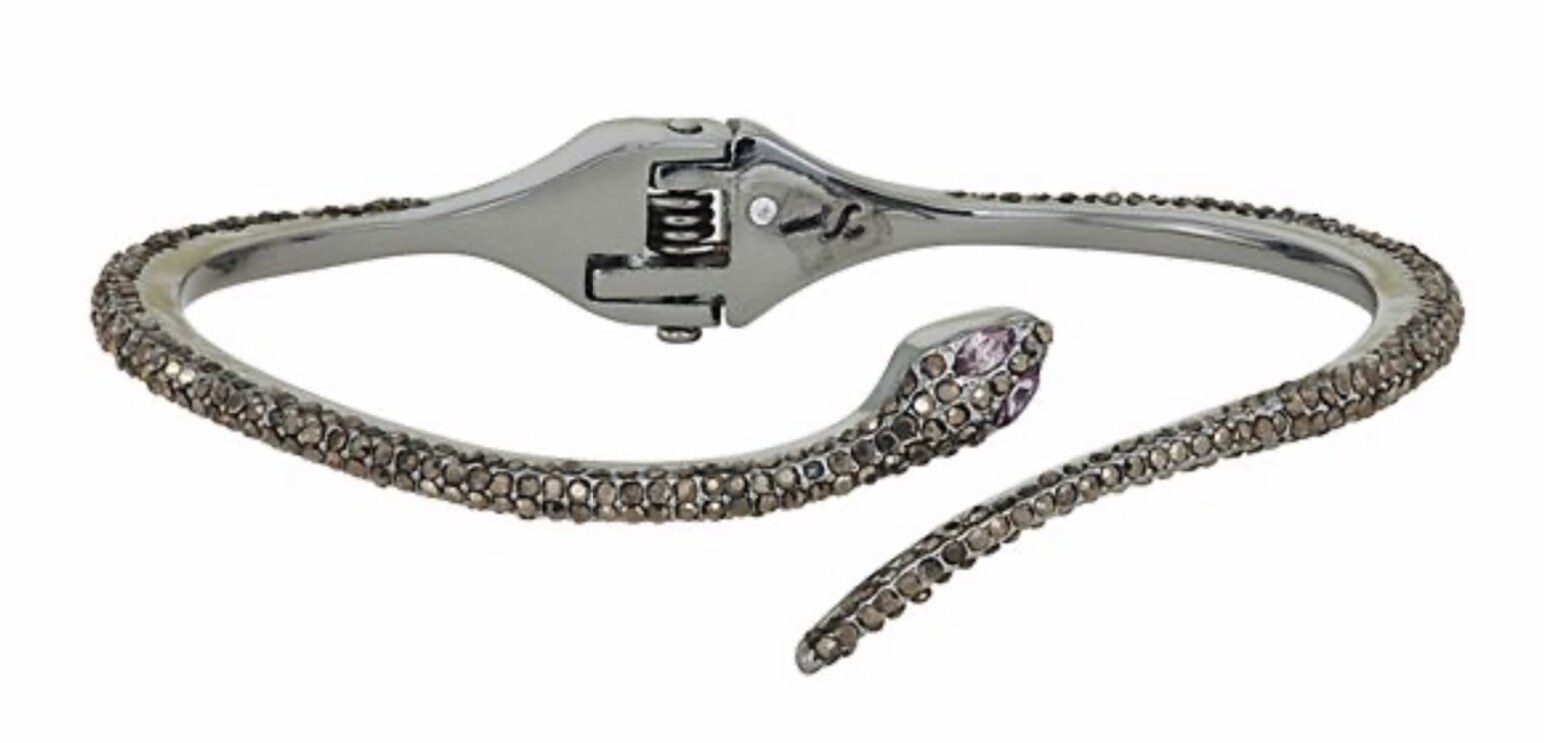 Simply Vera Wang Snake w/ Simulated Crystal Hinged Cuff Bangle Bracelet New
