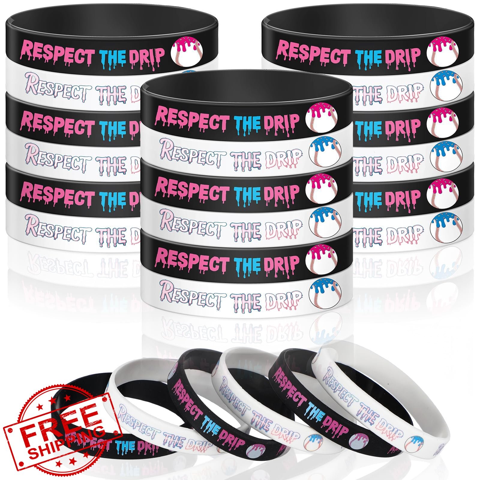 24/36pc Ice Cream Drip Silicone Bracelets Sport Wristbands