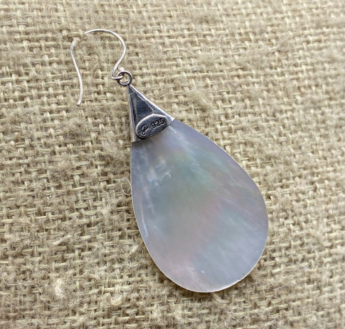 SAMUEL B.-Sterling Silver Onyx Floral Etched MOP Teardrop Dangle Earrings