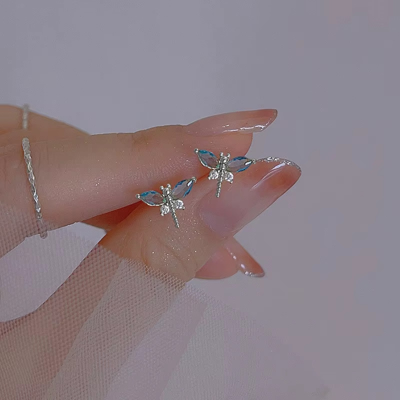 France Crystal Dragonfly Planet Earrings Exquisite Zircon No Allergies No Rust E