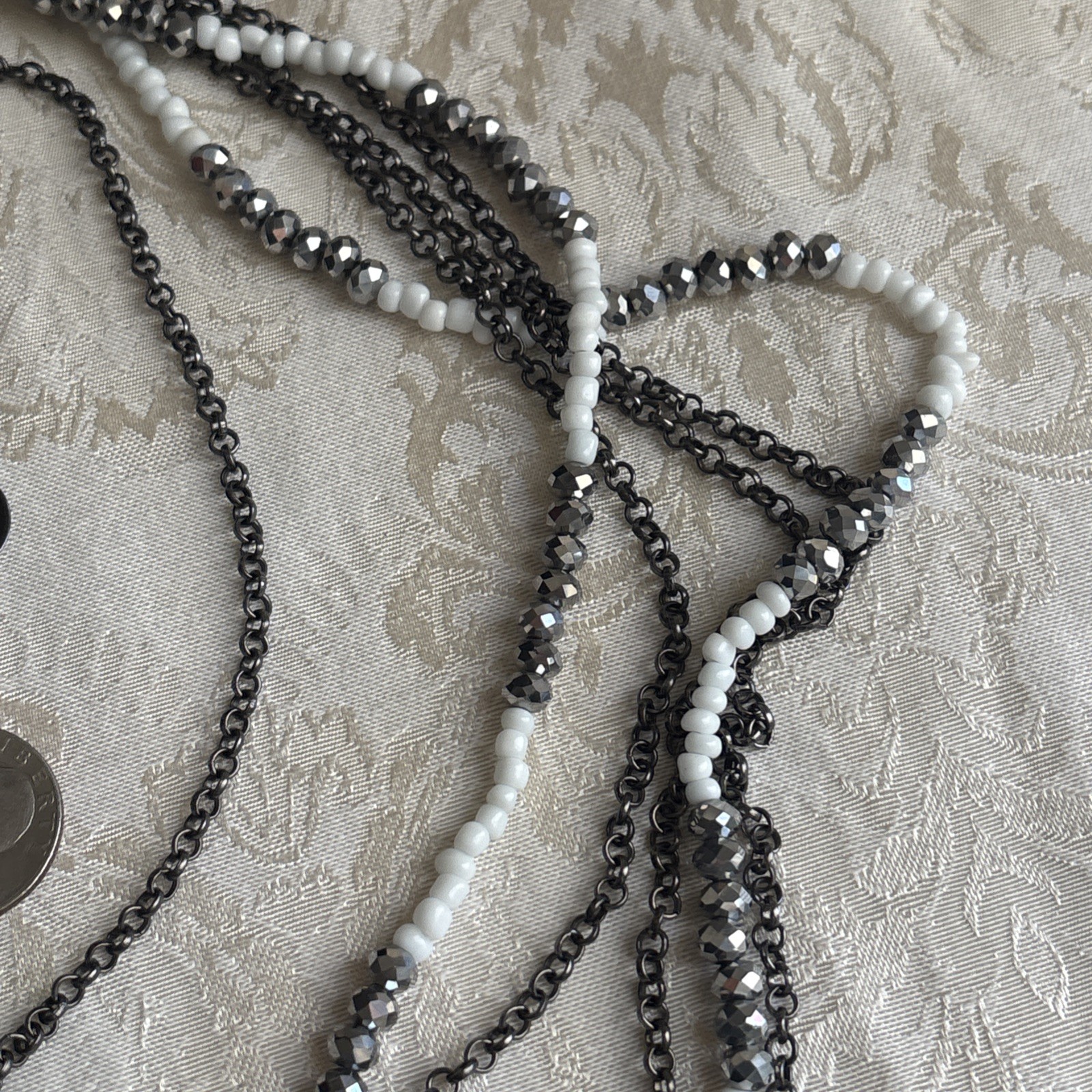 Park Lane Chic Earrings Hematite Tone Interlocking Circles & Unsigned Necklace