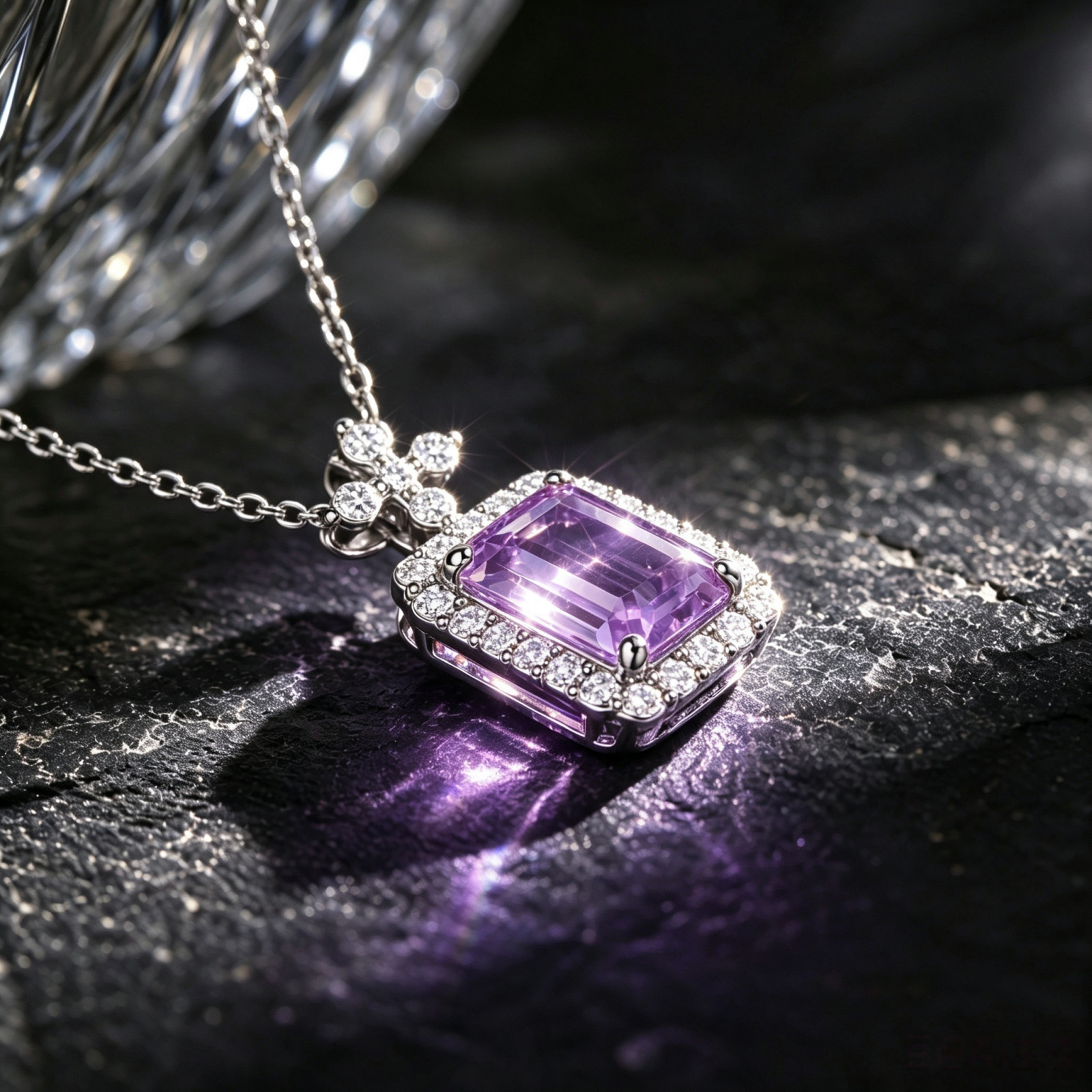 Gemstone Pendant Necklace for Women, 6 x 8 mm Emerald-Cut Stone Necklace