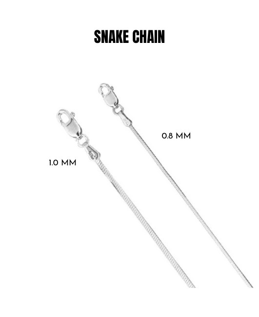 14K Solid White Gold Octagonal Snake Chain Necklace 0.8mm-1.0mm Pendant
