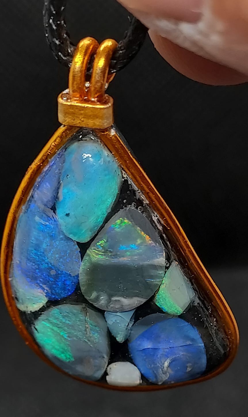 58.54ct Huge Solid Black Opal Lightning Ridge Vibrant Galaxy Polished Pendant✨️