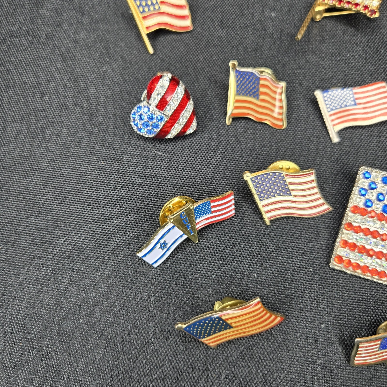 18pc Americana Pin Lot • Signed Christopher Radko Heart Brooch Flag Lapel Pins
