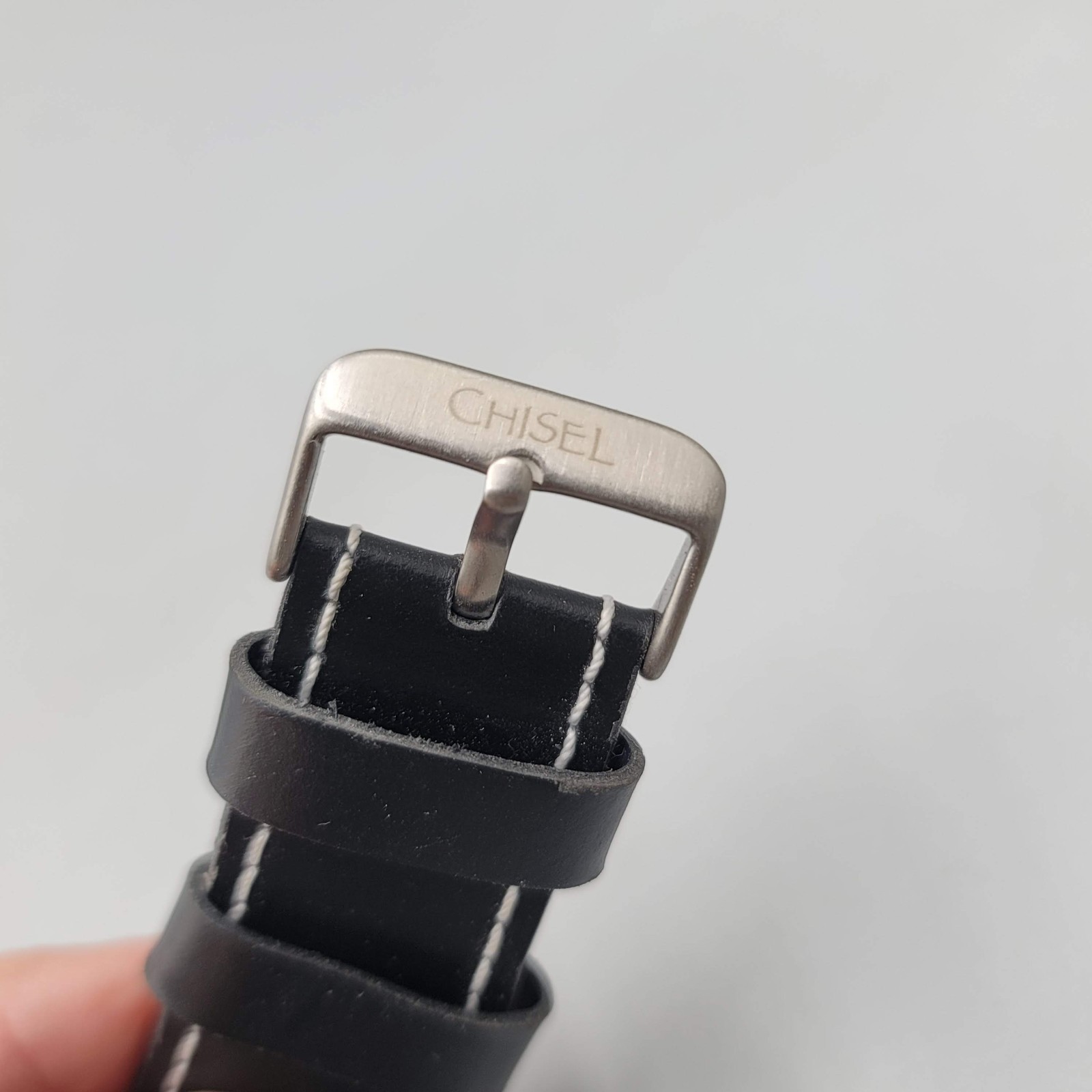 Mens Chisel Stainless Steel Black Leather Bracelet