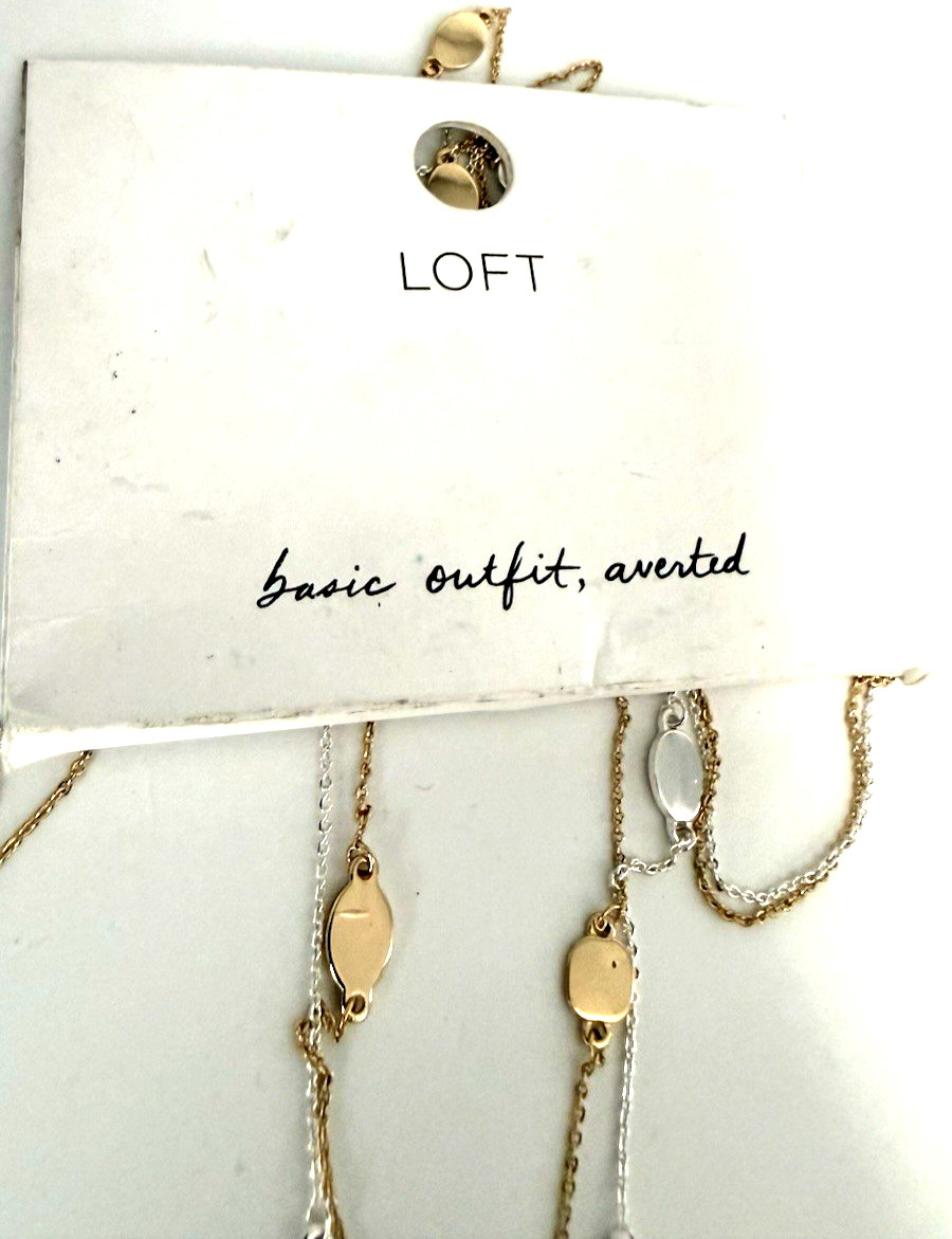 NWT Ann Taylor LOFT Delicate 28″ Double Strand Two-Tone Station Necklace