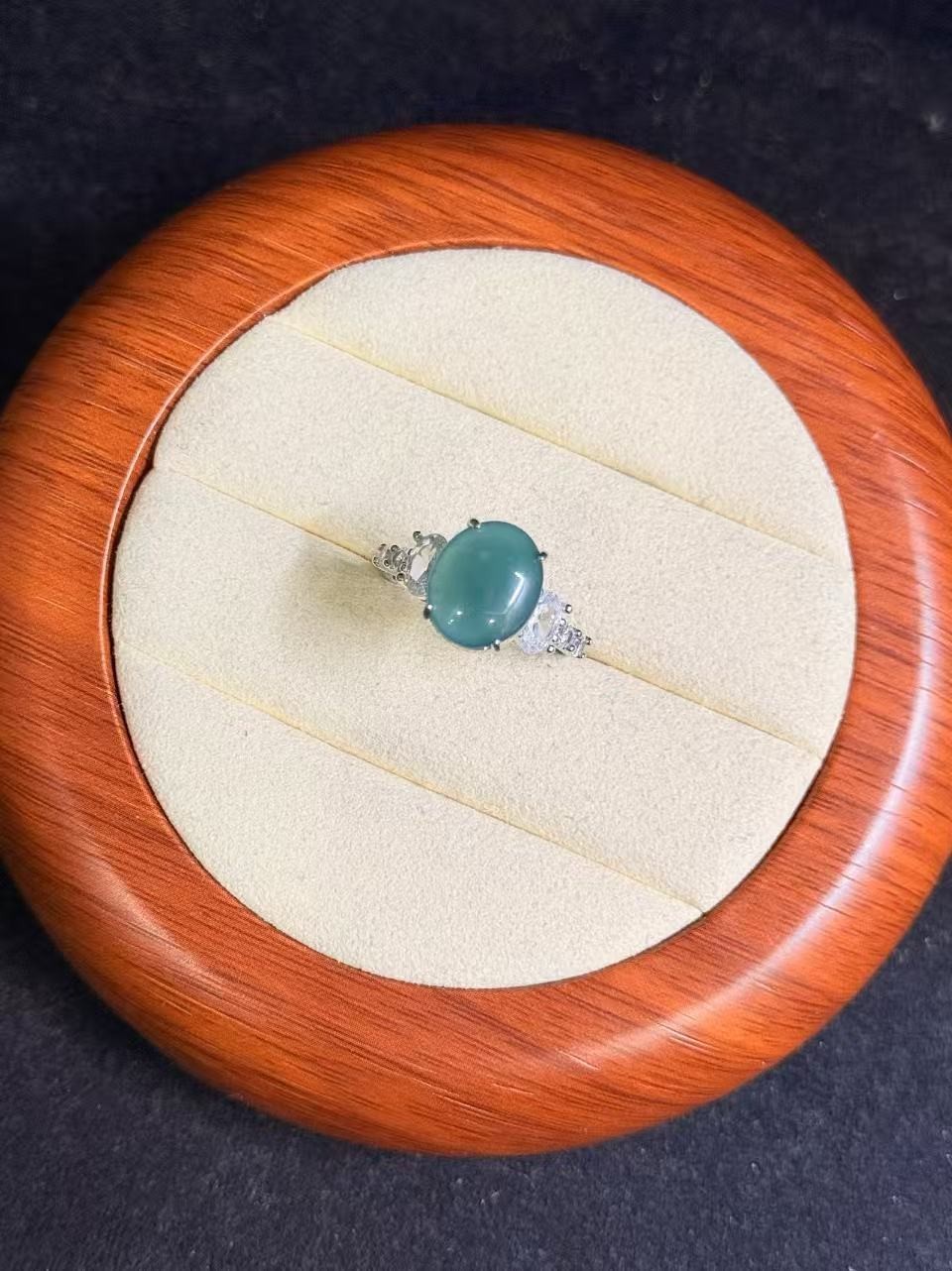 100% Natural sky blue jadeite ring