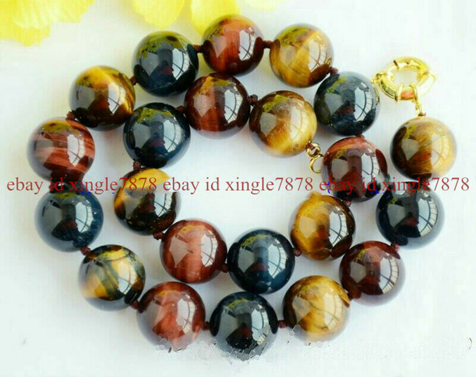 8/10/12/14/16/18/20mm Multicolor Tiger’s Eye Gems Round Beads Necklace 20″ AAA+
