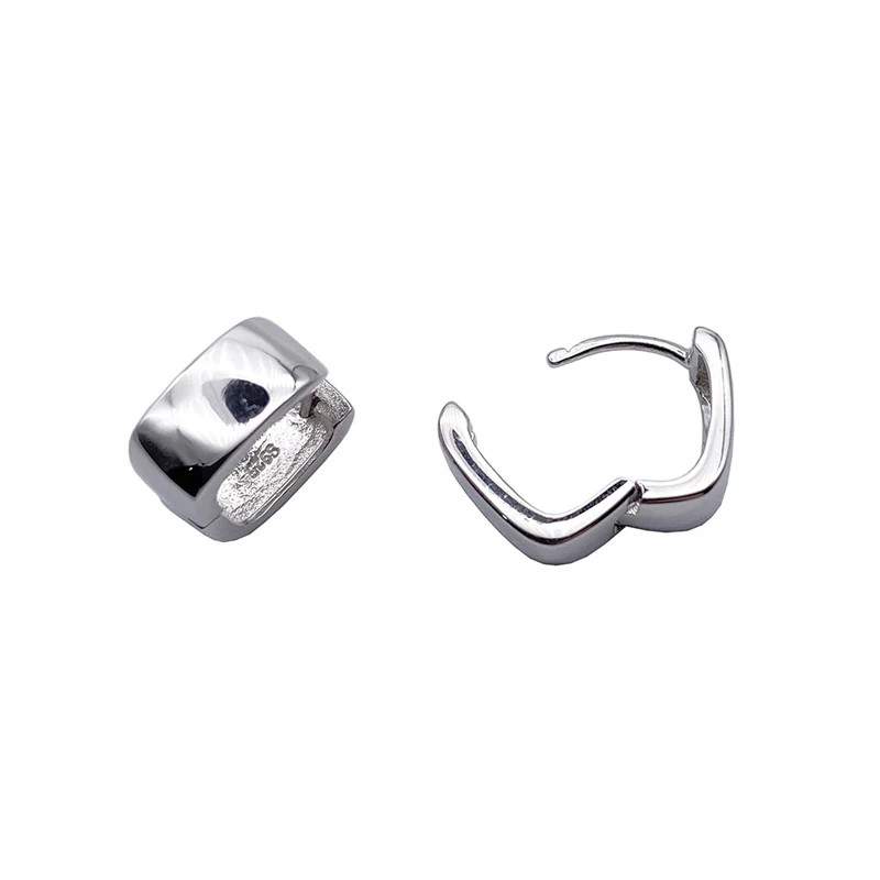 925 Sterling Silver Smooth Square Hoop Earrings Minimal Modern Women Jewelry