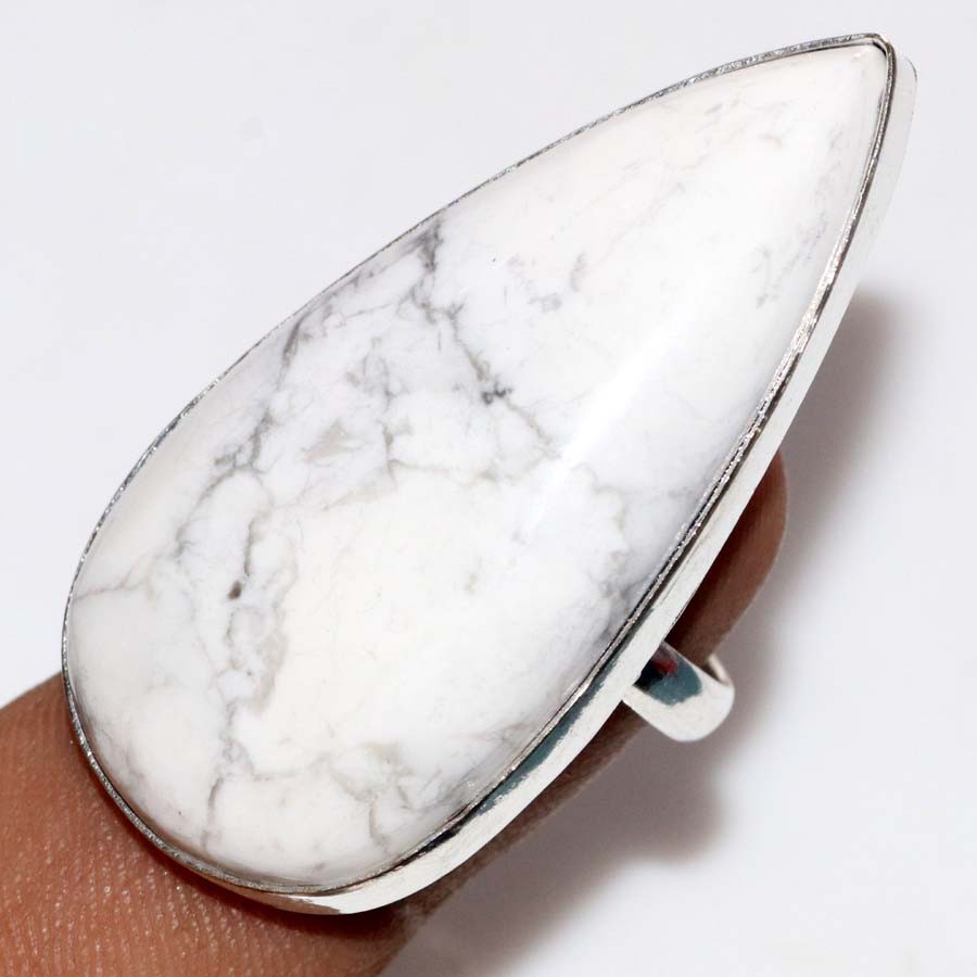 925 Silver Plated Howlite Ring US 7 Party Wear Design Limited Stock Deal MJ