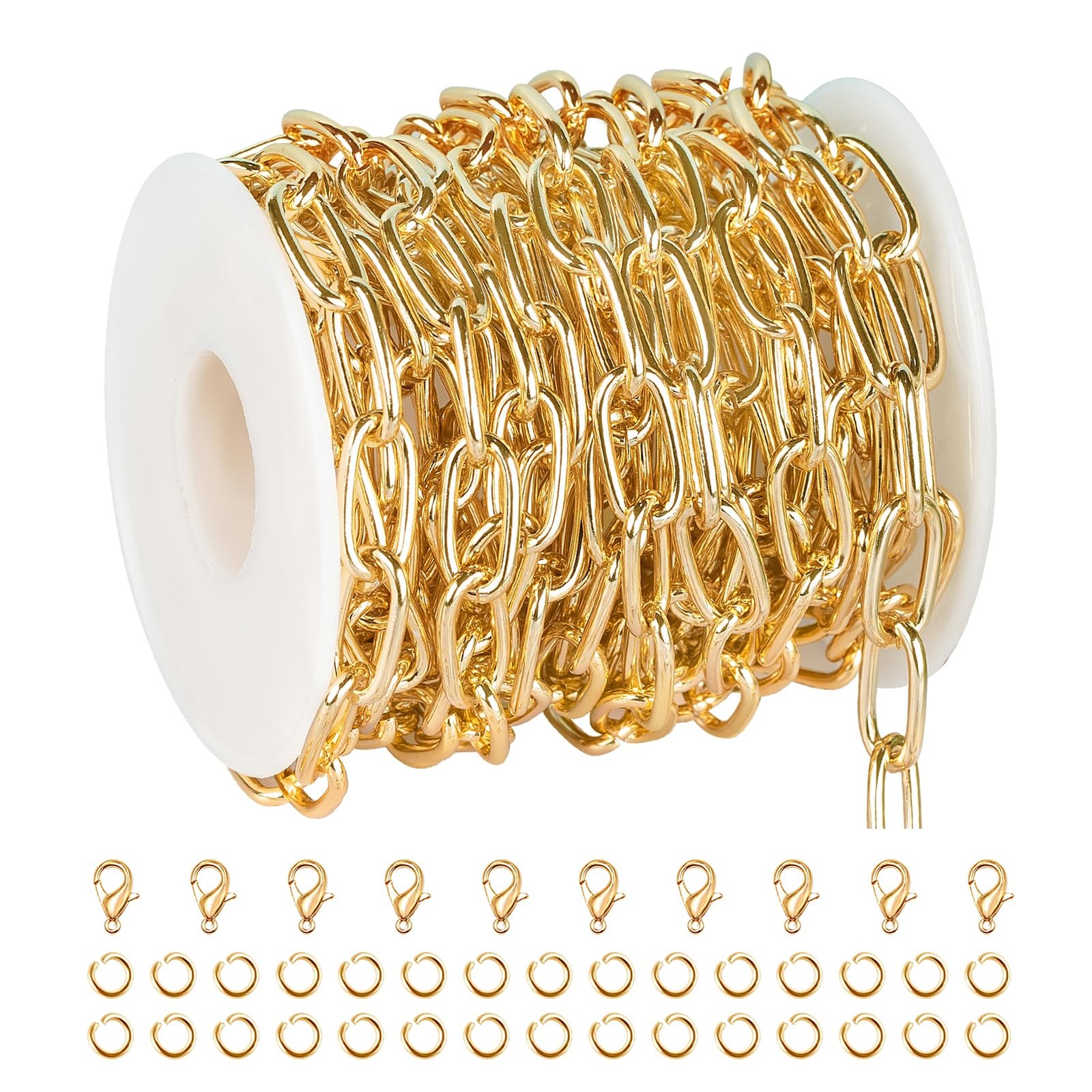 5 Meters Gold Plated Aluminum Jewelry Making Chains Oval Paperclip Cable Chai…