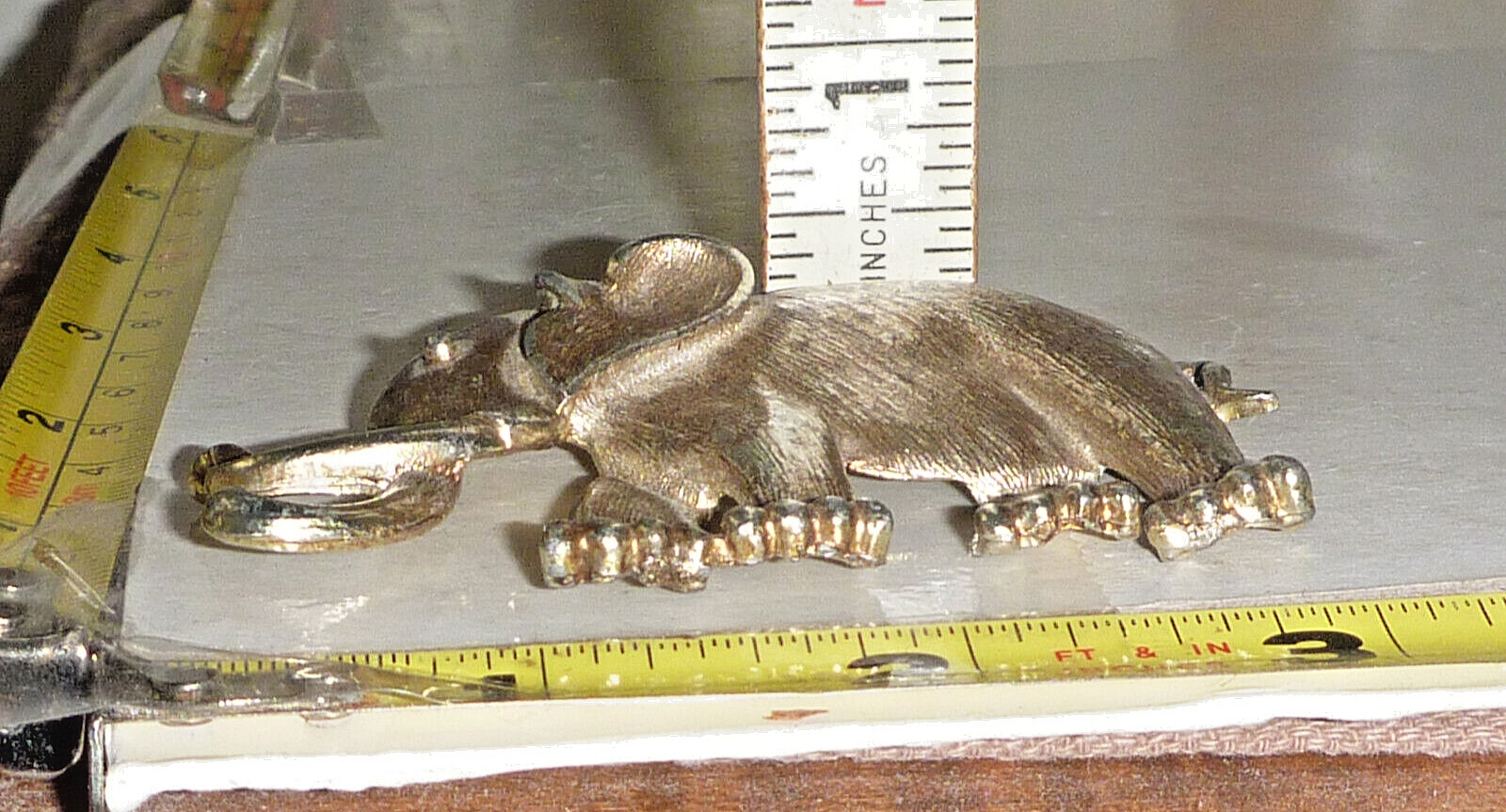 Vtg Tusk Up ELEPHANT Pendant – Silver-Tone Alloy ~3″L x 2″W