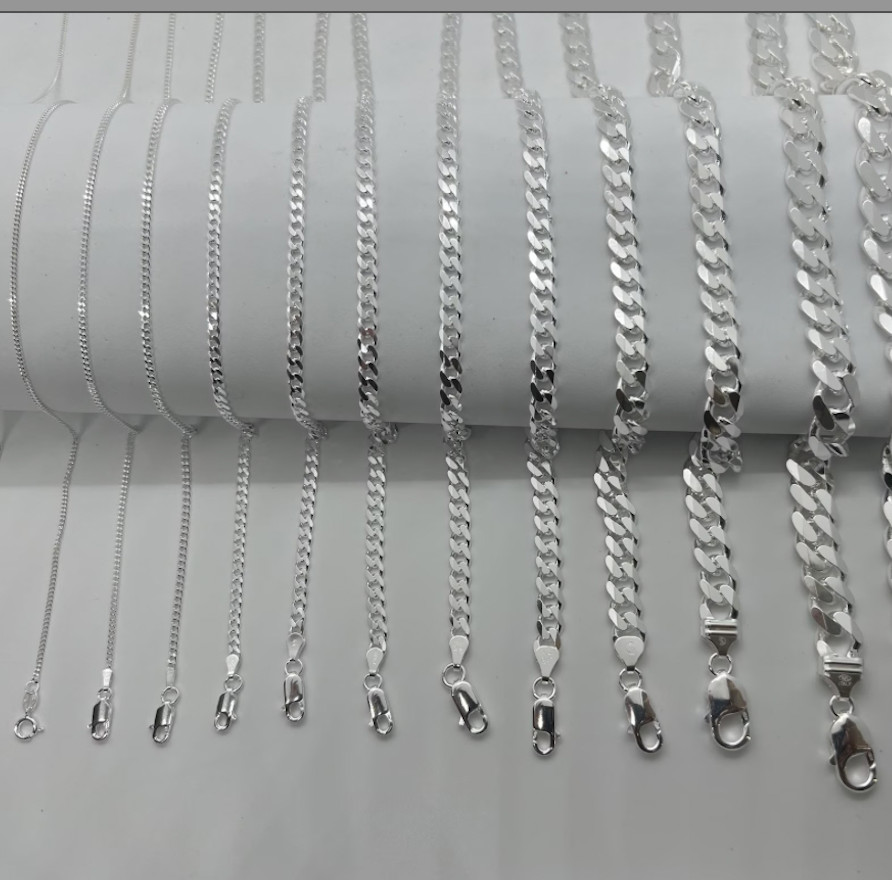 Cuban Chain Sterling Silver 925 Heavy SP Necklace 2-8mm 18-24″ Men Women