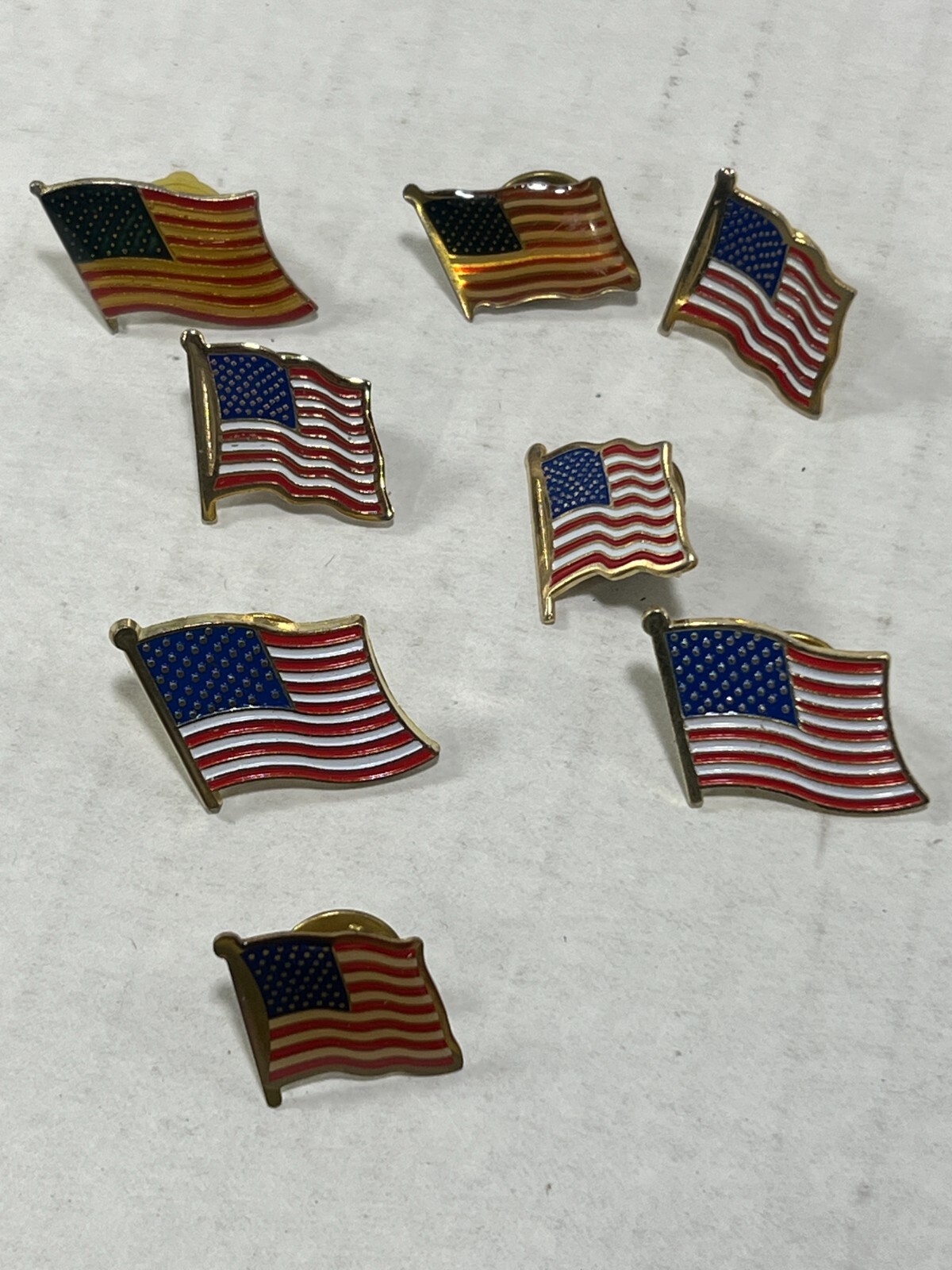 AMERICAN FLAG ENAMEL LAPEL PIN Lot of 8