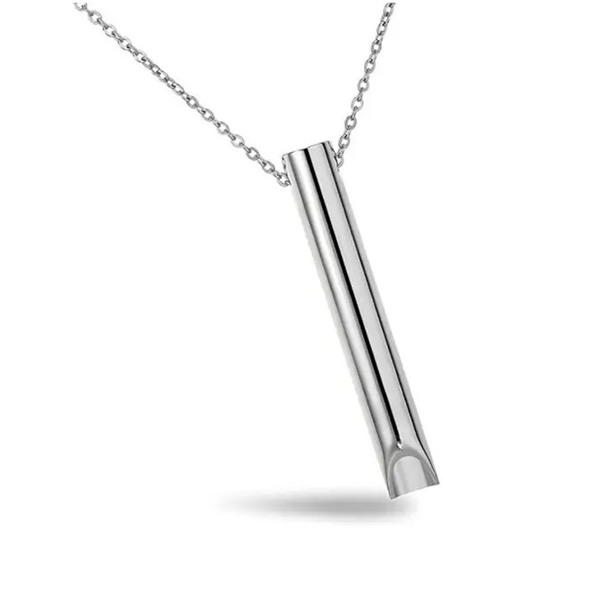 Silver Anti Anxiety Breathing Necklace Meditation Tool Stress Relief, Relaxing