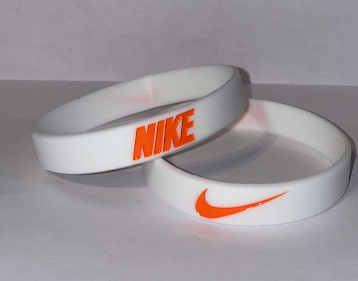 Nike Baller Band Silicone Rubber Bracelet White Orange Dunks Jordan 1 Mid NEW