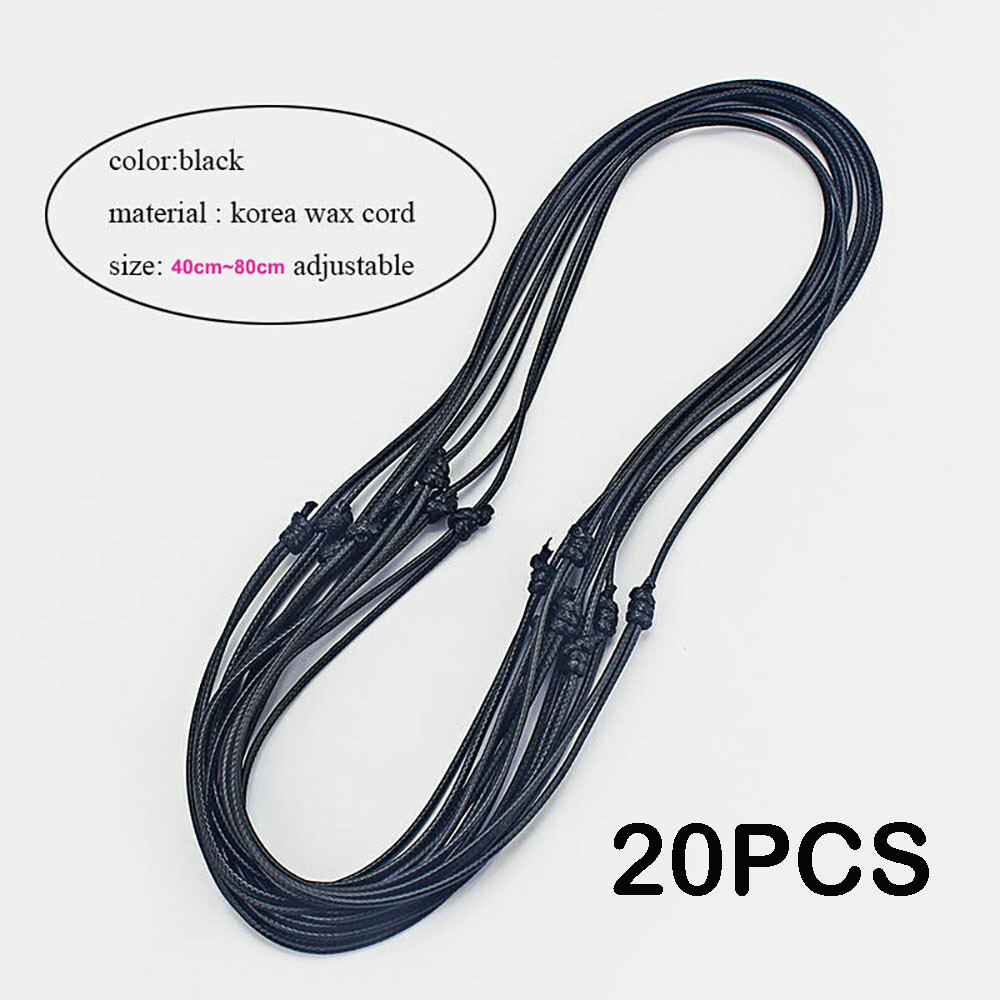 20pc Black Korea Waxed Cord Necklace Jewelry Findings 16-32inch Adjustable US^.^