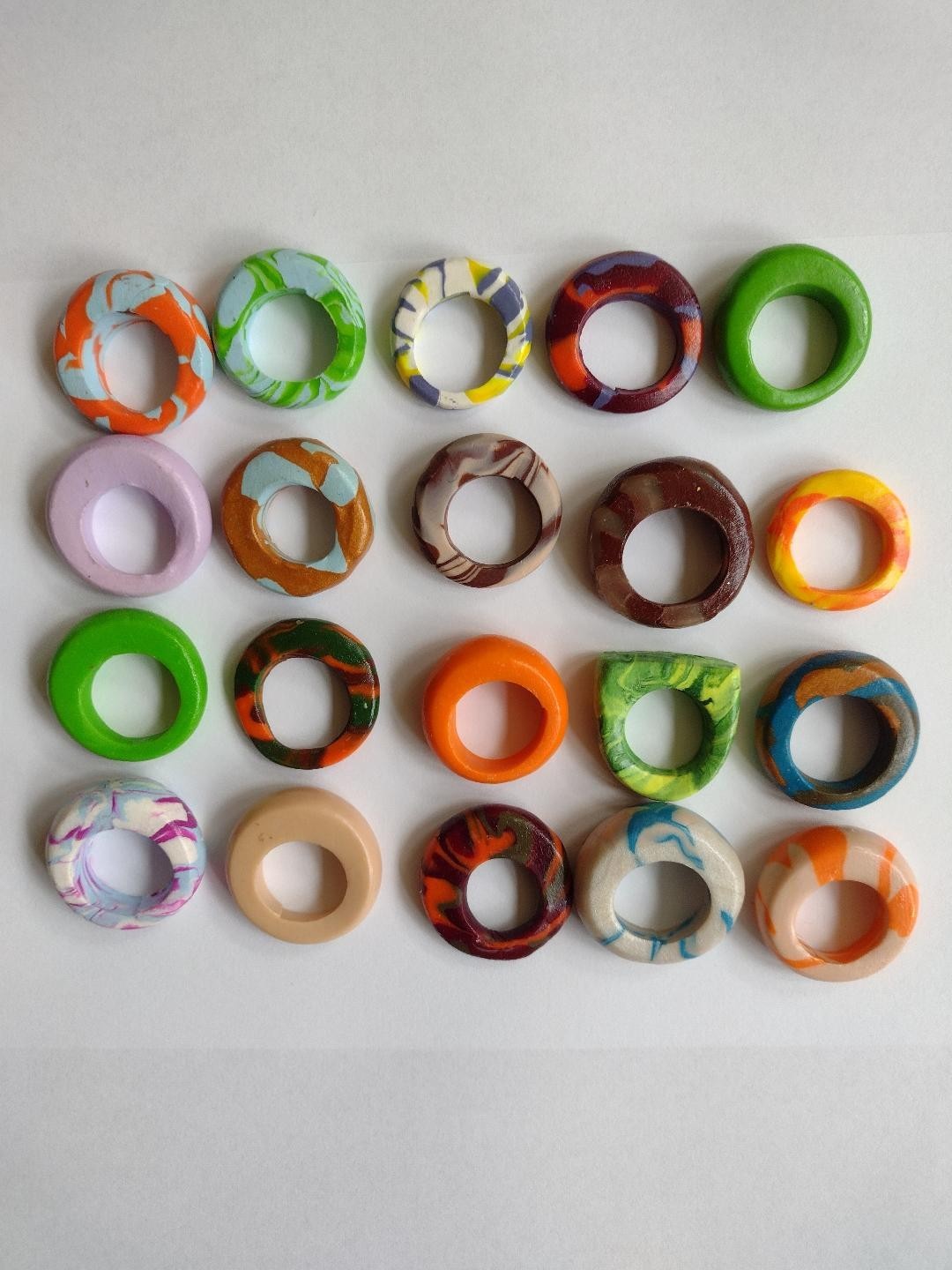 lot of 20 polymer clay rings