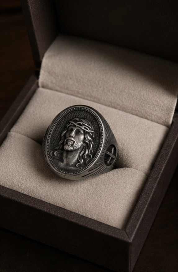 Jesus Christ Cross Ring Men’s Christian Religious Signet Faith Jewelry Gift