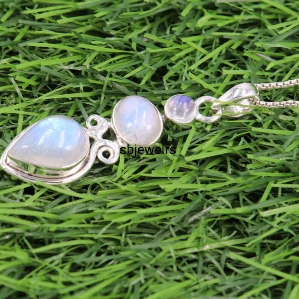 Pretty Moonstone Gemstone 925 Sterling Silver Handmade Pandant Wedding Gift E-10