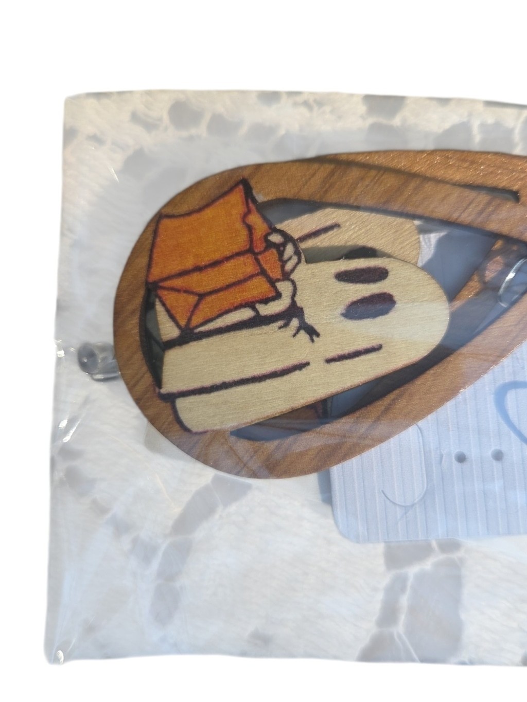Boutique 9 Wood Teardrop Earrings with Ghost and Orange Candy Bag