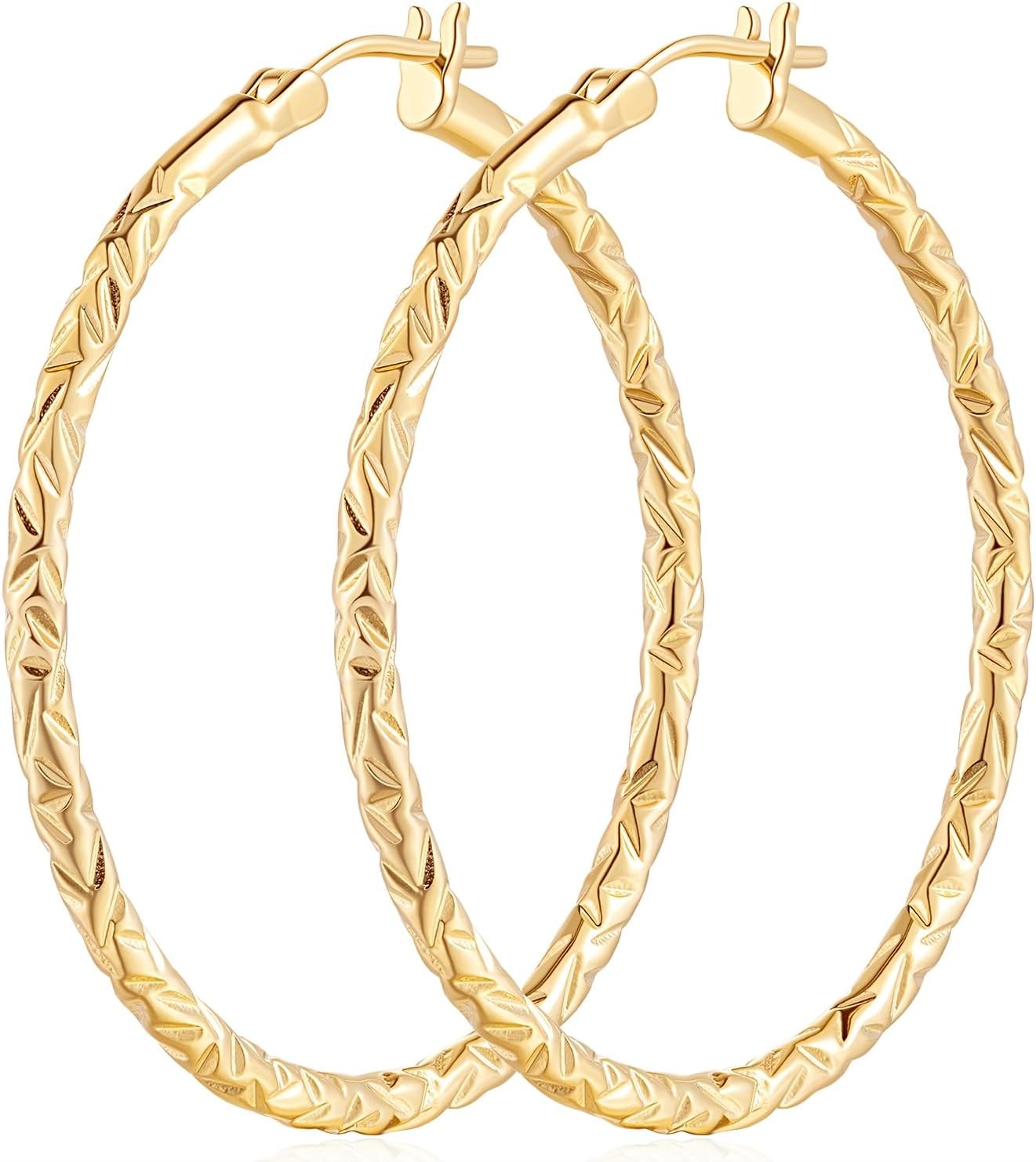 Gold Hoop Earrings 14K Gold Hoop Earrings for Women Large 14K Gold Earrings Hoop