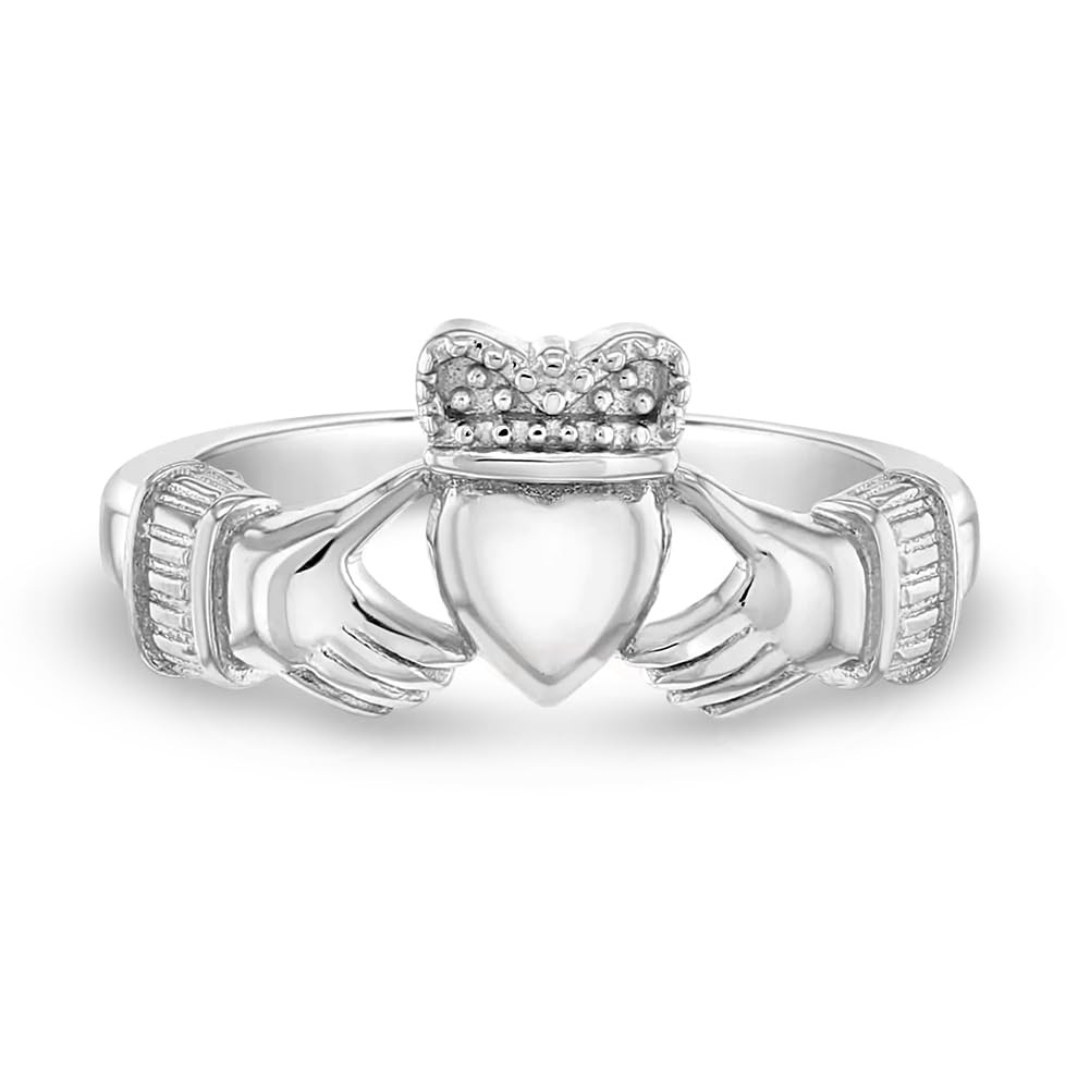 Irish Kid’s Claddagh Ring Band – Hypoallergenic 925 Sterling Silver Baby Ring…