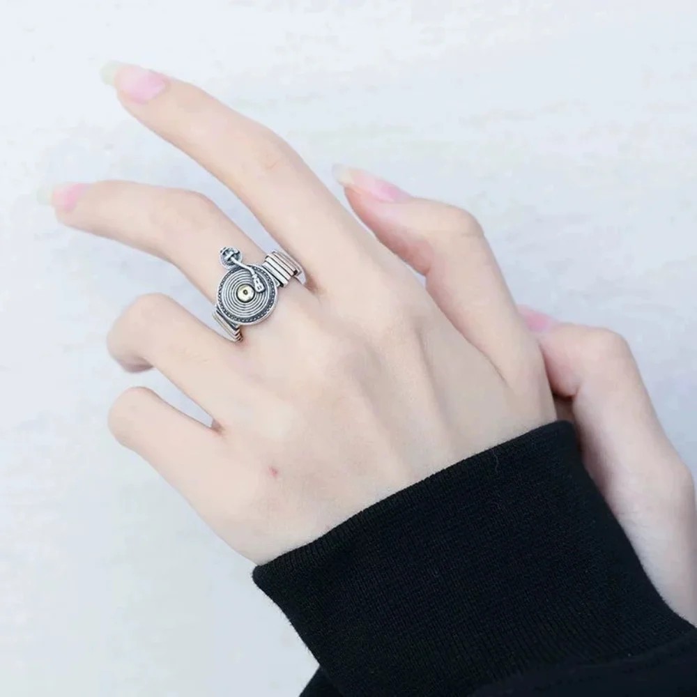 Adjustable Vinyl Record Player Ring Retro LP Turntable Music Lover Gift Jewelry