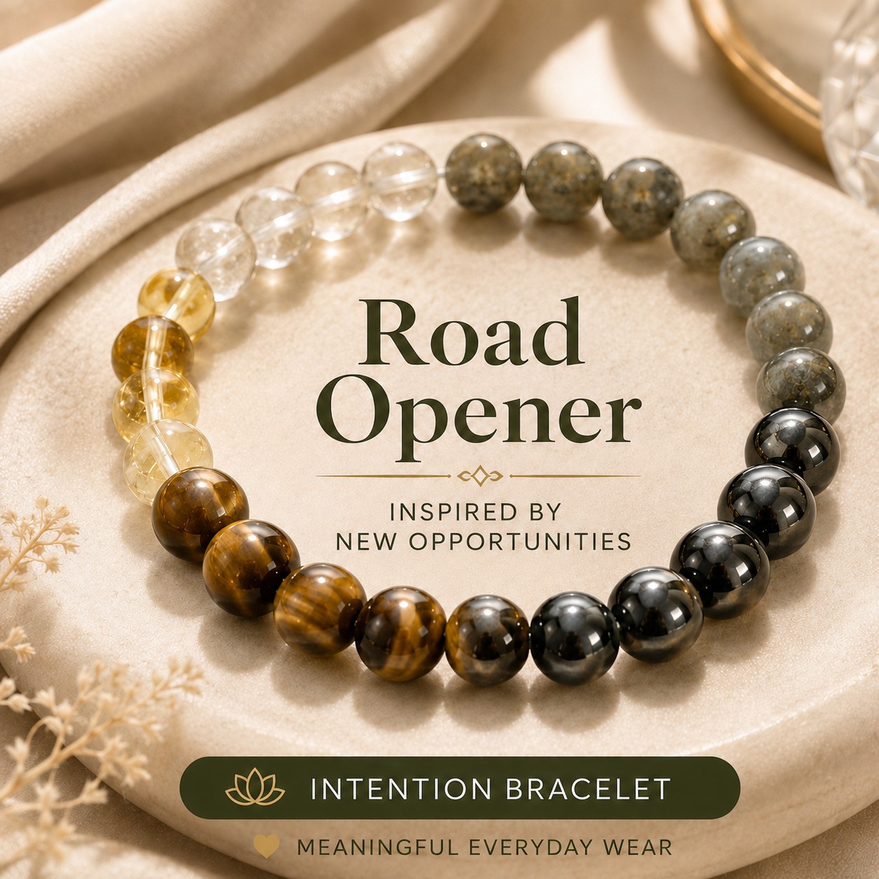 Spiritual Intention Beaded Bracelet 18cm Stretch Chakra Healing Energy Jewelry