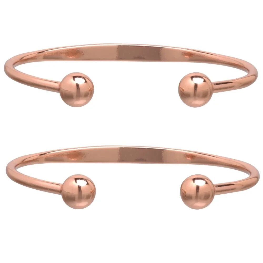 2 Pack Pure Copper Magnetic Traditional Ball Bracelet Arthritis Therapy Cuff