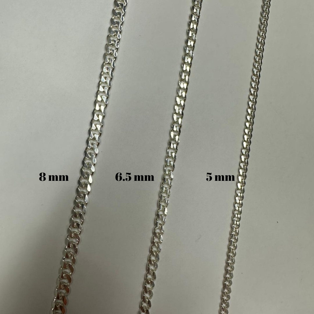 Solid Silver 925 Sterling 6′-8.5’inc Color Various Gurmet Chain Bracelet