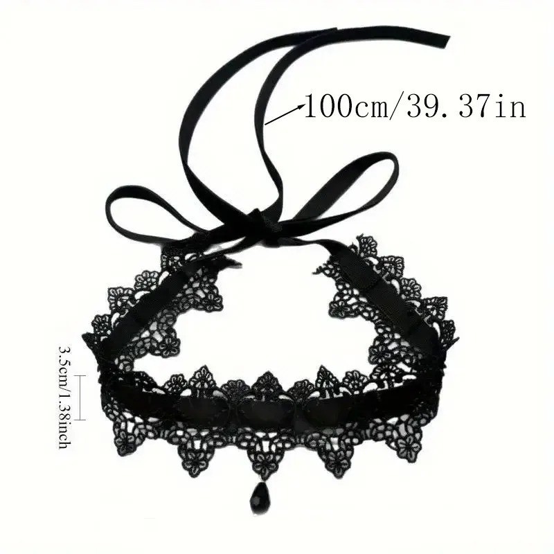 Gothic Lace Choker Necklace Victorian Velvet Collar Flower Pendant