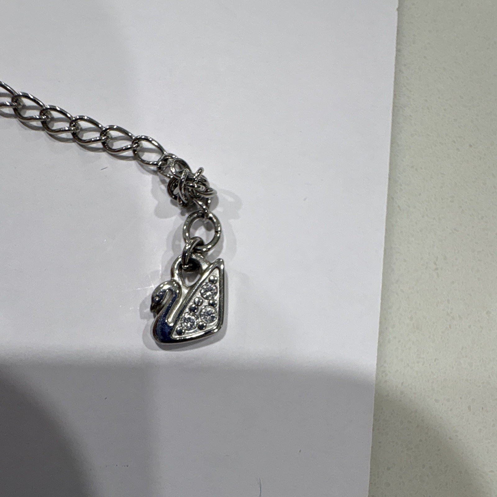 Swarovski Signed Crystal Y-Drop Lariat Barrel Pendant Swan Charm Adjustable