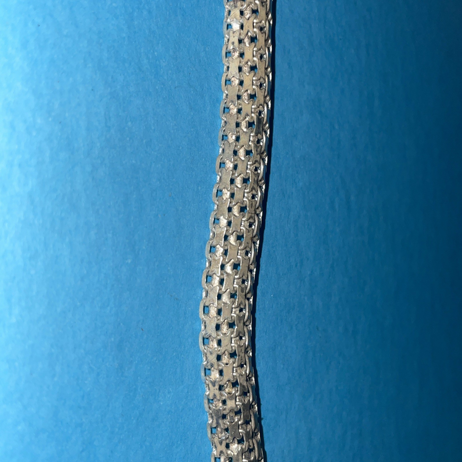 Italy 925 Silver 17 Mesh Chain Necklace Antique Jewelry 377 grams G2U