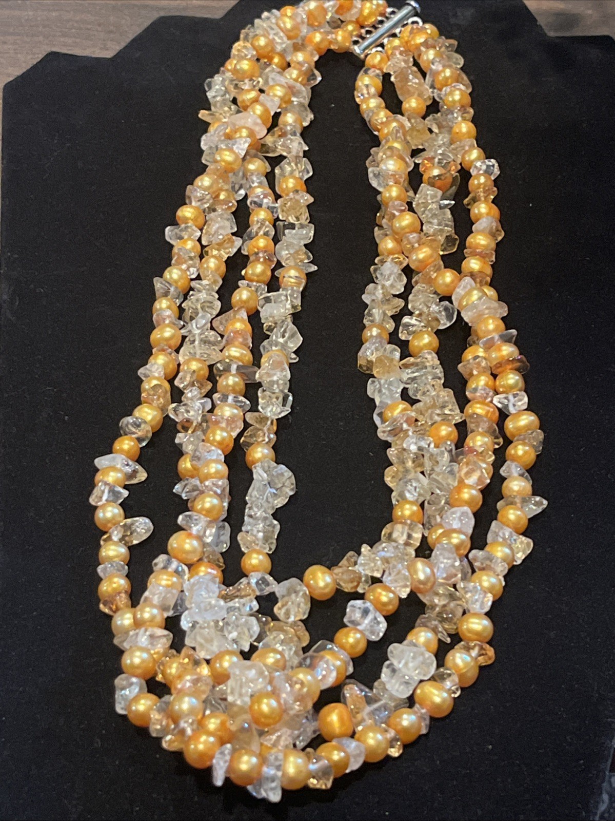 Ross Simons Sterling Silver 925 Necklace Torsade Baroque Pearls Citrine Quartz