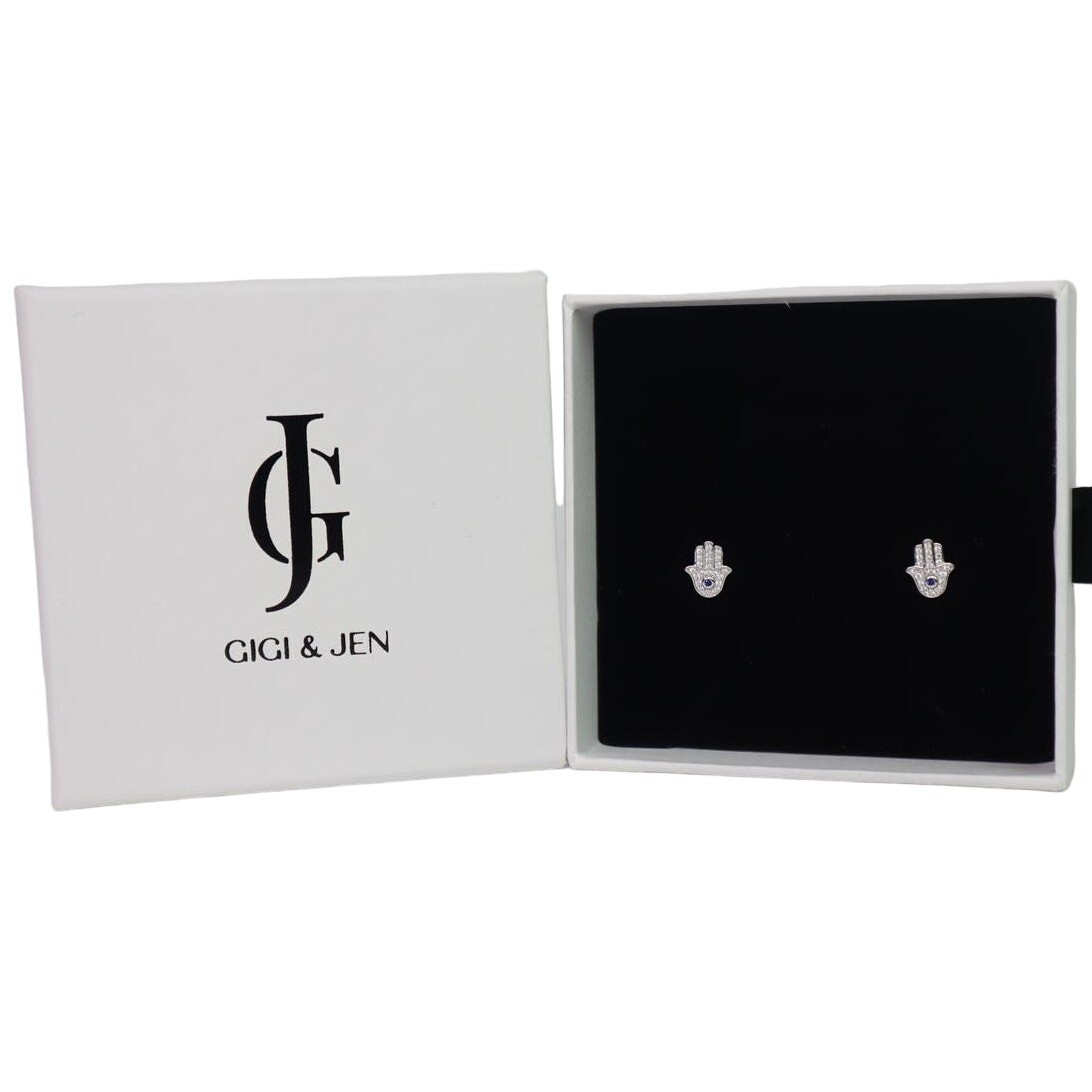 Hamsa Hand Earrings 925 Sterling Silver