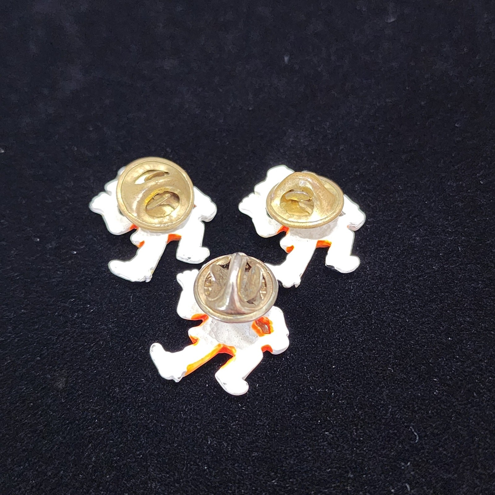 Halloween Dancing Pumpkin Head Jack-O-Lantern Clown Lapel Scatter Tac Pin x3 Vtg