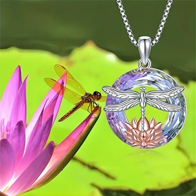 Rainbow Mystical Fire Topaz 925 Sterling Silver Charm Dragonfly Pendant Necklace