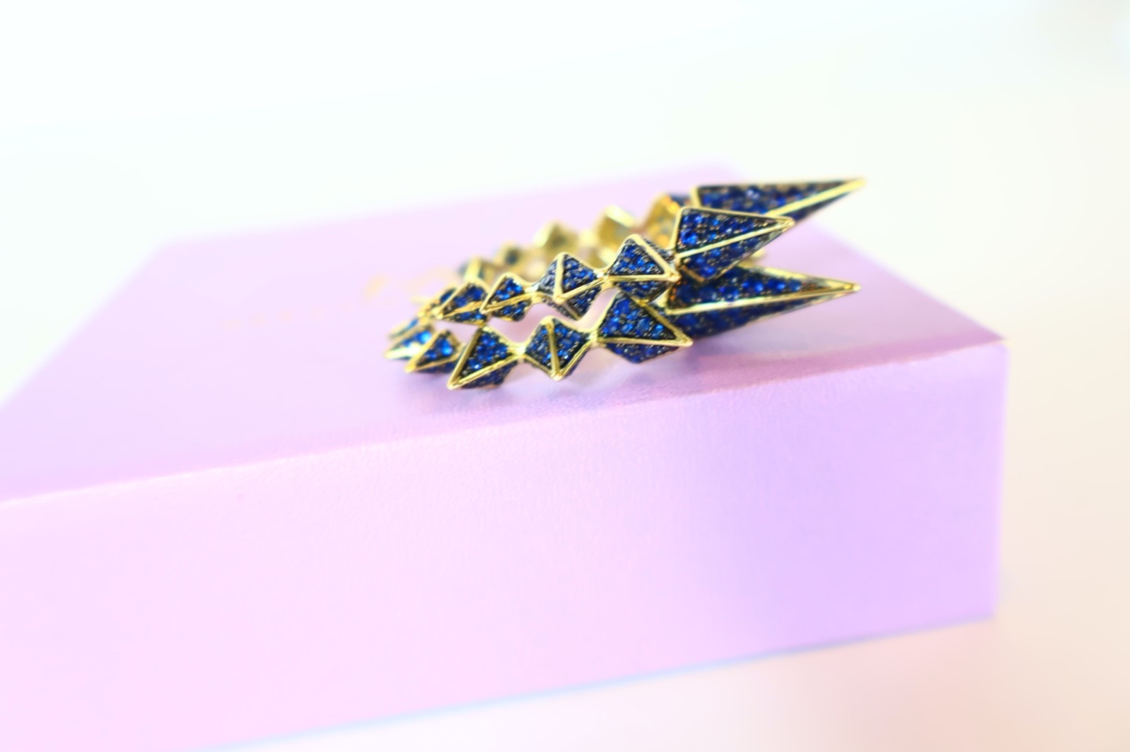 Melinda Maria Gabriella Spiked Hoop Earrings, Pave Blue Sapphire Stones, 0015