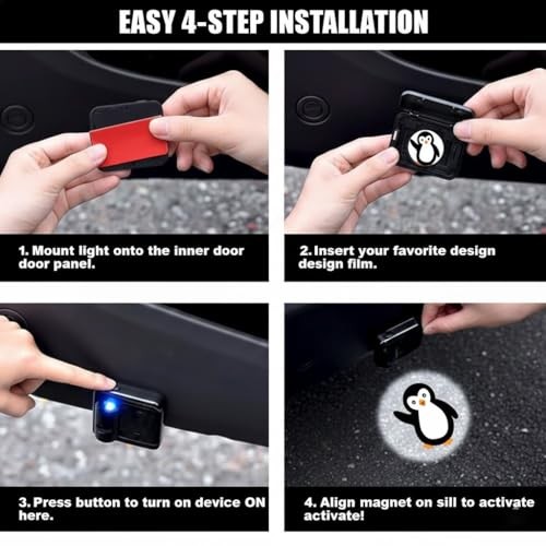 2PCS Car Door Lights Projector,Wireless LED Welcome Puddle Dolphin