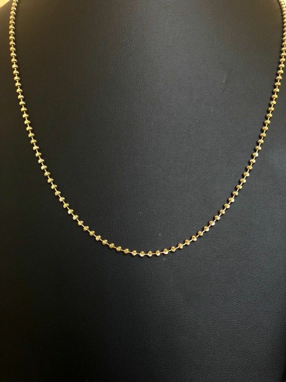 14K Gold Plated Solid 925 Silver Ball Moon Diamond Cut Chain MADE IN ITALY 2.5mm
